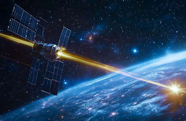 Luft-Raumfahrt-Laserkommunikationssystem, das Satelliten mit Lichtstrahlen über weite Entfernungen hinweg verbindet